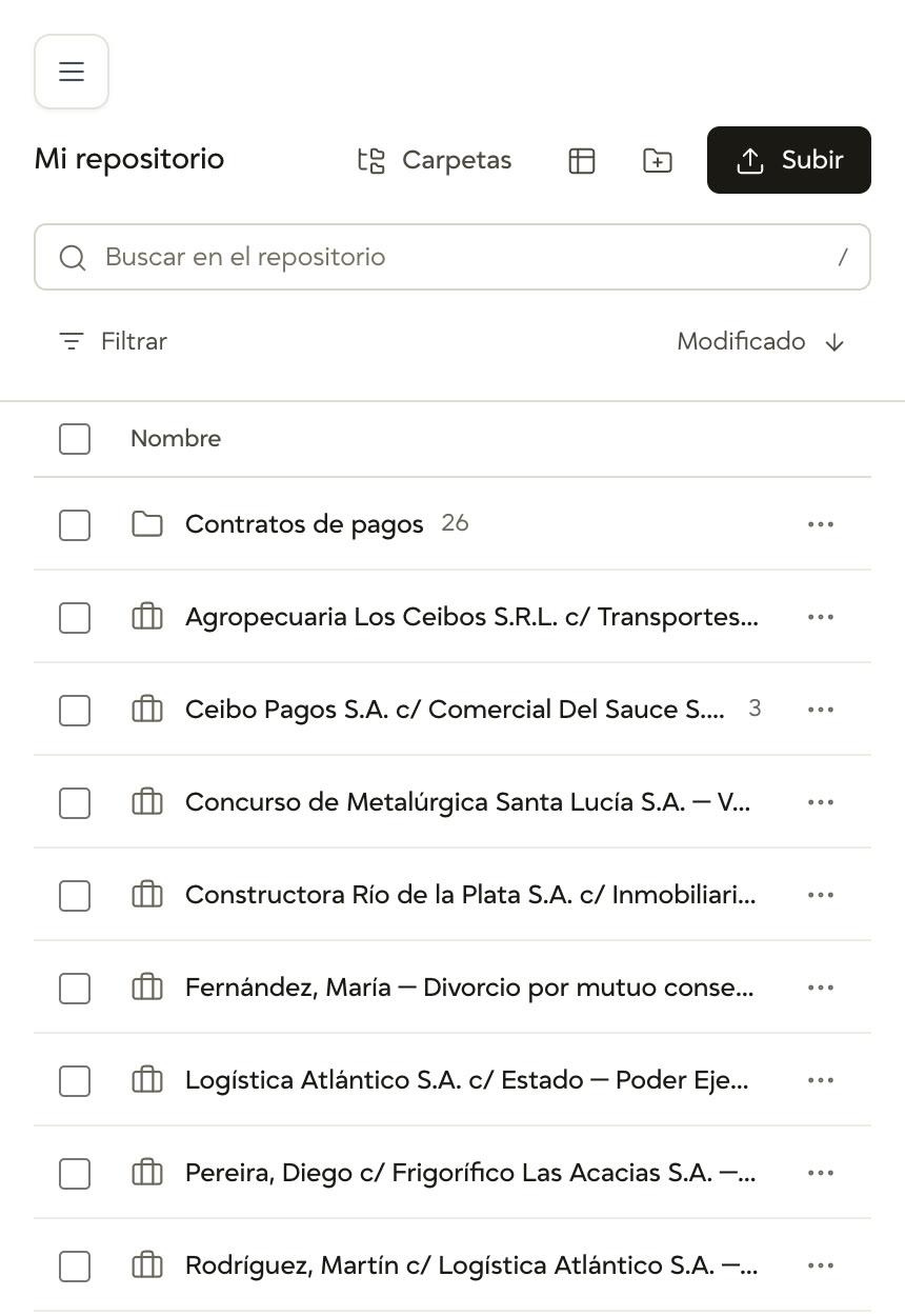 Un contrato abierto en el Repositorio, con su vista previa, su resumen y el botón para preguntar sobre el documento