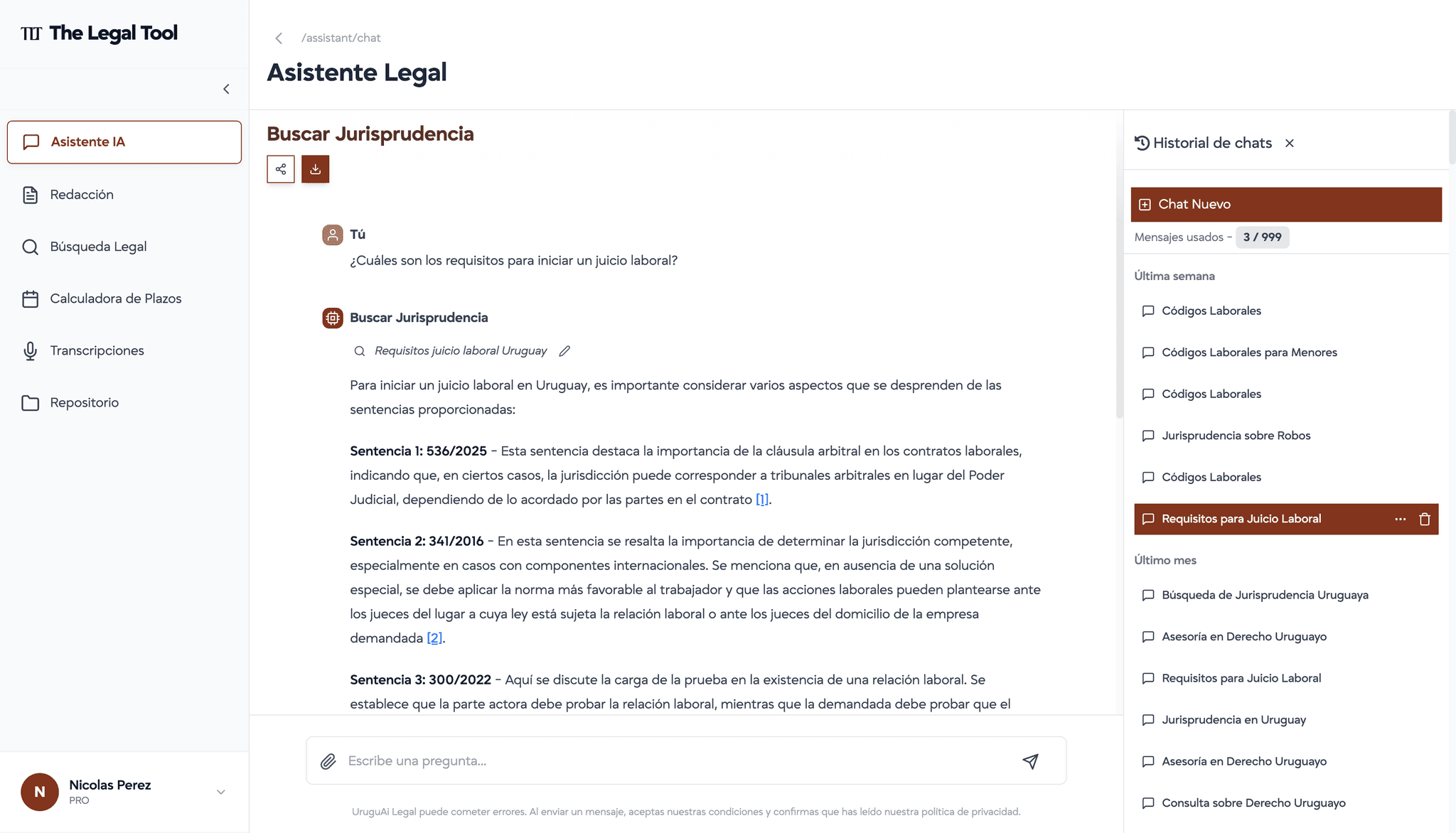 Asistente legal especializado